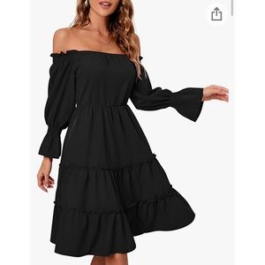 Off the shoulder ruffled midi dress
